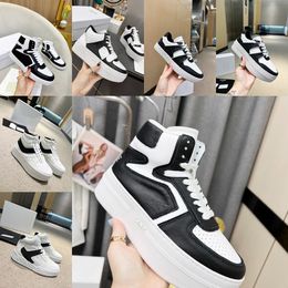 CT-01 CT-02 Trainer High Top Calf Leather Velcro Midsole Sports Shoes Optical White/Black Wedge Outsole Designer Women's Flat Platform Shoes