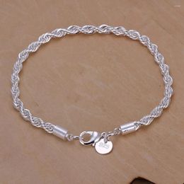 Link Bracelets Silver Plated Twisted Rope Bracelet Jewellery For Women And Men Fashion Chain Charm Flash H207