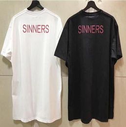 18ss Fashion High Quality Letter Printing Men Women Sinners Golden Print T Shirt Casual Cotton Tee Top6151196