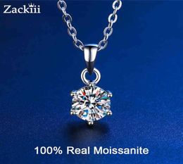 100 Real Moissanite Necklace 1CT 2CT 3CT VVS Lab Diamond Pendant Necklaces for Women Men Gift Sterling Silver Wedding Jewellery H112486720