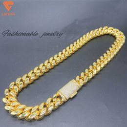 Luxury Jewellery Iced Out Miami Cuban Link Chain Moissanite 925 Silver Hip Hop Gold plated Necklace For Men