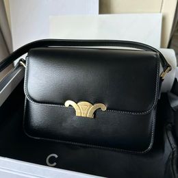 Luxury triomphes shoulder bag leather cowhide bag womens handbag designer bag wallet black Purse fashion tofu chain Top High-end 10A Saddle bag
