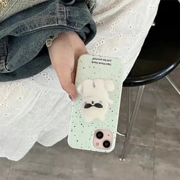 Cell Phone Mounts Holders Cartoon Cute White Sunglasses Cat Stand Grip Tok GripTok Holder Ring Glossy Finger Bracket For iPhone 15 Girl Phone Accessories