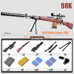 DIY Sniper Rifle Soft Bullets with Scope Assembleable Shell Ejection Manual Foam Dart Suction Cup Toy Gun Outdoor Cs Game Prop Toy for Adult Birthday Gift For Boys