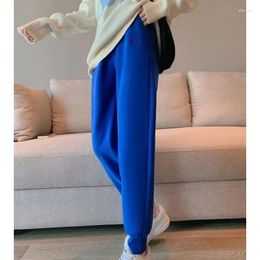 Women's Pants High Waisted Drawstring Loose Sports For Women Casual Blue Leggings 9-Point Tight Spring And Autumn 2024