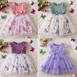 Girl Dresses 1-5 Yrs Flower Baby Dress Cotton Casual Kids Clothes Toddler Birthday Party 2024 Summer For Girls