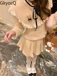 Work Dresses Winter Style Fashionable And Age-reducing Warm Jacket High-waist Slim Pleated Skirt Two-piece Set For Women