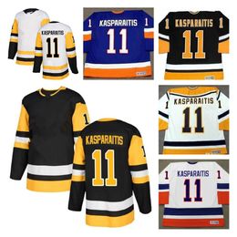 Men Retro Hockey Jerseys 11 DARIUS KASPARAITIS Stitched Black Blue White Home Away Jersey Uniforms