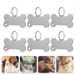Dog Collars 6 Pcs Pet Tag Personalized Tags Cat Label ID Name Plate Stainless Steel Charm For Dogs