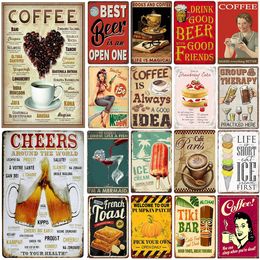 Retro Metal Beer Tin Sign Metal Painting Wall Art Decorations Vintage Cafe Wall Plaque Retro Club Pub Bar Living room Kitchen Poster Decor Man Cave art pictures