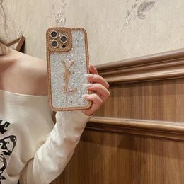 Luxury Bling Glitter Phone Cases For iPhone 15 11 Pro Max Case Fashion Designer Rhinestone Diamond Women Back Cover luxury Creative Cover CUD2405072