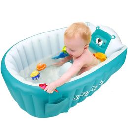 Cute Bear Anti-sliding Baby Inflatable Thicken Pvc Collapsible Bath Seat Bathtub Small Swim Pool Shower Basin 240423
