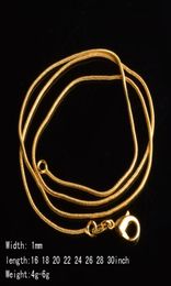 18K gold chain necklace 1mm 16in 18in 20in 22in 24in 26in 28in 30in mixed smooth chain necklace Unisex Necklaces HJ2694833956