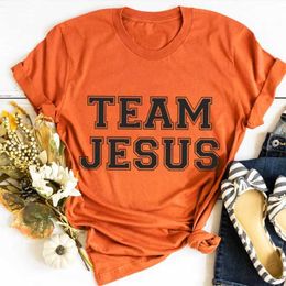 Women's T-Shirt Team Jesus Shirt Christian Woman Tshirts Faith T-shirt Religious Tee Christian Clothing Christian Tshirt for Women L d240507