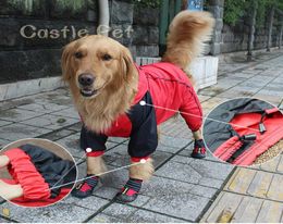 Large Dog Raincoat Waterproof Fabric Lovely clothes With Cap Labrador Samoye Golden Retriever Big Dog Raincoat Chubasquero Perro5233011