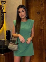 Casual Dresses 2024 Bazaleas Y2K Green With Shoulder Pada Summer Store Cap Sleeve Sexy Bodycon Women Dress