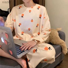 Women's Sleepwear Womens two-piece pajamas womens long sleeved spring/summer Korean version sweet womens pajamas WX