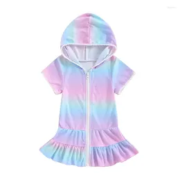 Girl Dresses MAYUMMPY Kids Swim Cover Up Swimsuit Zipper Beach Pool Bathing Suit Hoodie Dress Terry Coverup Swimwear