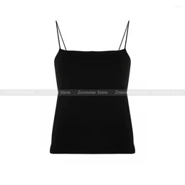 Women's Tanks 2024 Summer Minimalist Chic Camisole Double Layer Impermeable One Neck Tank Top