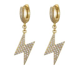 New Fashion Women Mens Earrings Hip Hop Gold Silver Colour CZ Diamond Light Earings Iced Out Bling CZ Rock Punk Wedding Gift7165056