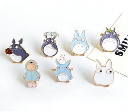 Whole 1pc Harajuku Unisex Alloy Enamel Anime Cute Totoro Girl Broche Badges Lapel Pin Safe Brooches Scarf Cool Boy Women Jewe2428276