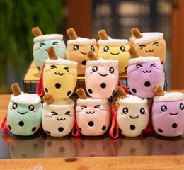 Cross border new cute small milk tea cup figurines, cute keychains, hanging accessories, backpacks, hanging decorations, plush toys wholesale