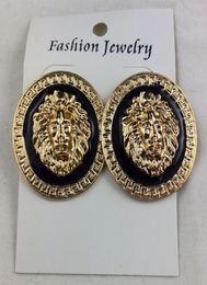 Black Lion Head Wedding Stud Earrings 14 Gold Plating Jewellery Golden Charm Earring Min Order is 2pairs9911832