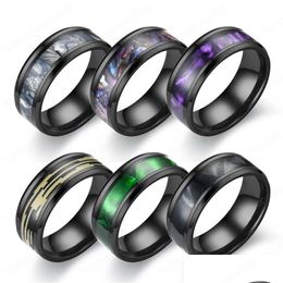 Band Rings 2021 Gradient Purple Color Shell Titanium Steel For Men Women Gift Dainty Female Nice Finger Jewelry Drop Delivery Ring Dhko4