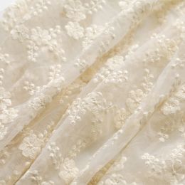 Sculptures 125cm Wide 1meter/lot Good Quality Mesh Cotton Embroidery Lace Fabric Soft Cloth Dress Material X435