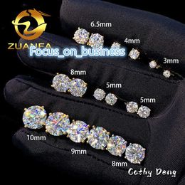 Luxury Affordable Price Screw Back VVS Moissanite Hip Hop S925 Silver 10K 14K Gold Diamond Round Solitaire Stud Earrings