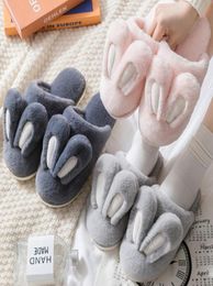 Cute Bunny Slipper Indoor Warm Women Animal Winter Fur Home Shoe Female Girl Nonslip pink Grey rabbit Furry House Slippers Men Y207517593