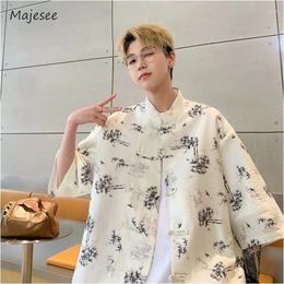 Men's Casual Shirts Men Youthful Summer Daily Chinese Style Loose Half Sleeve Chic Print Handsome Fashion Special Charming Streetwear