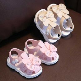 Slipper New Summer Aged 0-3 Cute Bow Rhinestone Baby Shoes For Girls Non-Slip Soft-Soled Children Toddler Kids Sandals With Covered Toes