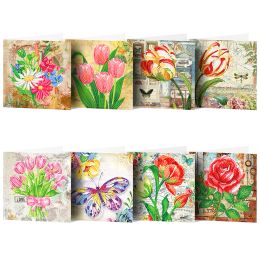 Stitch 8Pcs/set DIY Diamond Painting Greeting Cards Christmas Birthday Postcards 5D DIY Kids Festival Embroidery Greet Cards Gift