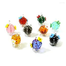 Decorative Figurines Cute Glass Cactus Charm Miniature Plant Pendant Ornaments For Diy Women Jewellery Necklace Earrings Bracelet Making