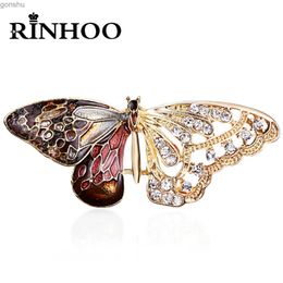 Pins Brooches Rinhoo Vintage Butterfly Wings Brooch Elegant Animal Rhinestone Imitation Pearl Insect Butterfly Pin Badge Wedding Party Jewelry WX