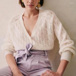 Women's Knits Women 2024 Spring/Summer Hollowed-out Crochet Single Breasted Cardigan