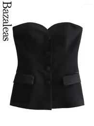 Women's Tanks 2024 Bazaleas Store Sexy Satin Patchwork Corset Tank Top Official Single Breasted Vest Causal Slim Camis