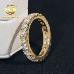 GRA Certificates Unique Bridal Jewellery 3mm 10k Yellow Gold Flawless Moissanite diamond Engagement Eternity Band ring Set Women