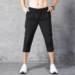 Men's Pants 2023 Summer Mens Ice Silk Casual Pants Mens Elastic Stretch Extra Long Jogging Pants Sports Colored Goods MensL2405