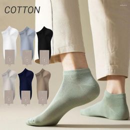 Men's Socks 1 Pairs Men 96% Pure Cotton Short High Quality Crew Ankle Soft Breathable Low Cut Autumn Solid Color Sock For Male Summer