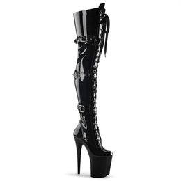 Sexy Round-headed Boots Pipe Dance Shoes Boots Platform Steel for The Bar Show High-heeled Thin-legged Waterproof 20cm Round Toe