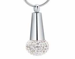IJD11732 Stainless Steel Crystal Microphone Fashion Memorial Hold Cremation for Ashes Urn Pendant Necklace Jewelry25816866424020