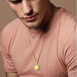 Mens Bible Verse Prayer CZ Necklace Christian Jewellery 14k Yellow Gold Praying Hands Coin Medal Pendant Necklaces 3961