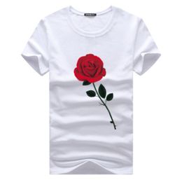 Rose Printed T shirts Summer Top Shirt Crew Neck Short Sleeves 5XL Men New Fashion Clothing Cotton Tops Male Casual Tees 2306