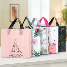 Gift Wrap 50pcs Vertical Handbag Clothing Store Plastic Portable Pack Bags 0.12mm Durable Cosmetic Shopping Folded Edge Storage Bag