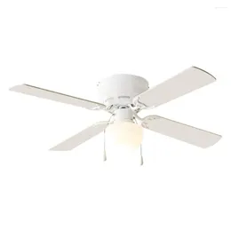 Ceiling Lights Mainstays 42" Hugger Metal Indoor Fan With Light White 4 Blades LED Bulb Reverse Airflow Bedroom Lamp For