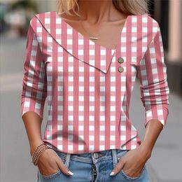 Women's Blouses T Shirt For Women Fashion Long Sleeve Top Plaid Print Shirts And Autumn Winter Clothes 2024 Blusas