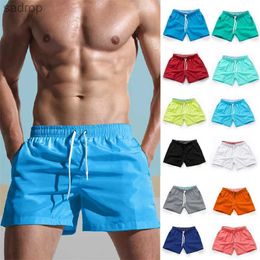 Men's Swimwear Mens swimming rod with side pockets summer casual solid Colour beach shorts quick drying lightweight board shorts swimsuit XW