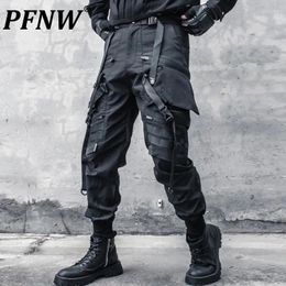 Men's Pants PFNW Fashion Cargo Multi Ribbon Pocket Spliced Darkwear Streetwear Joggers Tide Sweatpants Tactical Trousers 12P1221